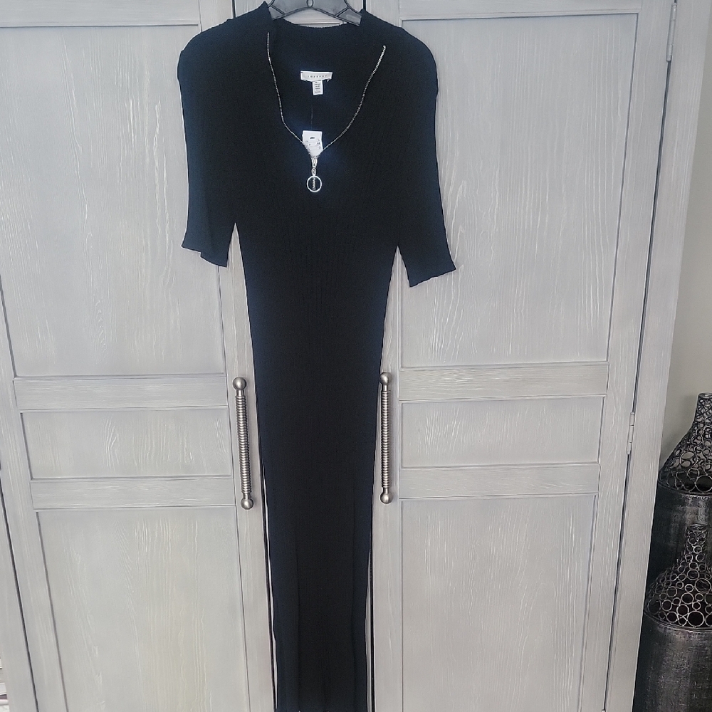 Topshop Black Long Sleeve Dress with Zipper